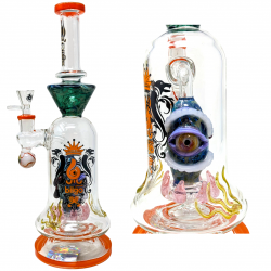 BIIGO Glass By Lookah - 14" Frightful Stare Toothsome Perc Water Pipe - Orange [GT053]